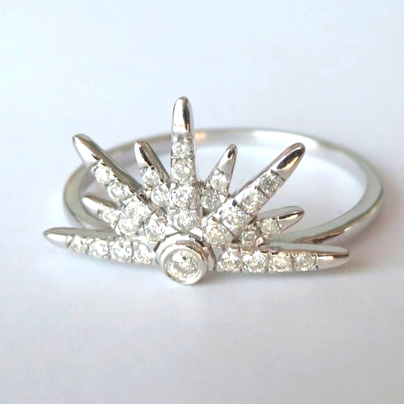 Artisan 14K White Gold Diamond Half-Star Ring - Picture 12 of 15